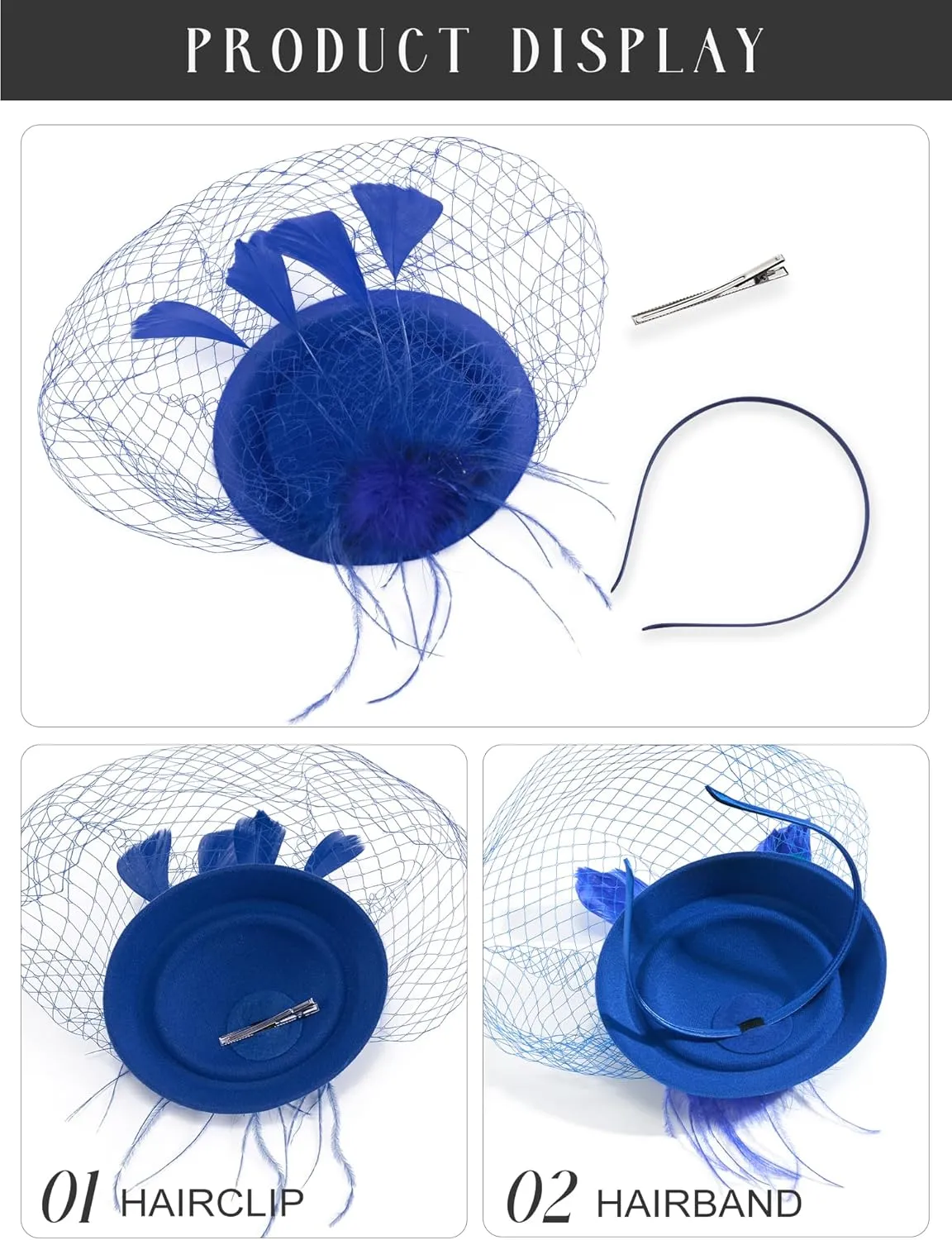 SWEETV Fascinators Pillbox Hats for Women, Tea Party Hat and Short Lace Gloves Set Perfect for Kentucky Derby, Cocktail