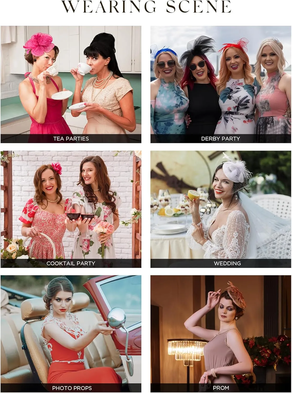 SWEETV Fascinators Pillbox Hats for Women, Tea Party Hat and Short Lace Gloves Set Perfect for Kentucky Derby, Cocktail