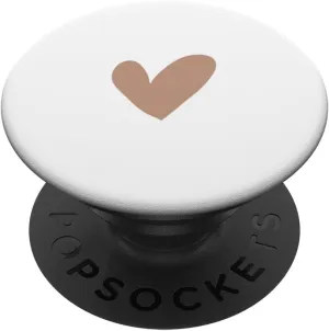 Tan Hand Drawn Heart Minimalist Love Beige Design PopSockets Adhesive PopGrip