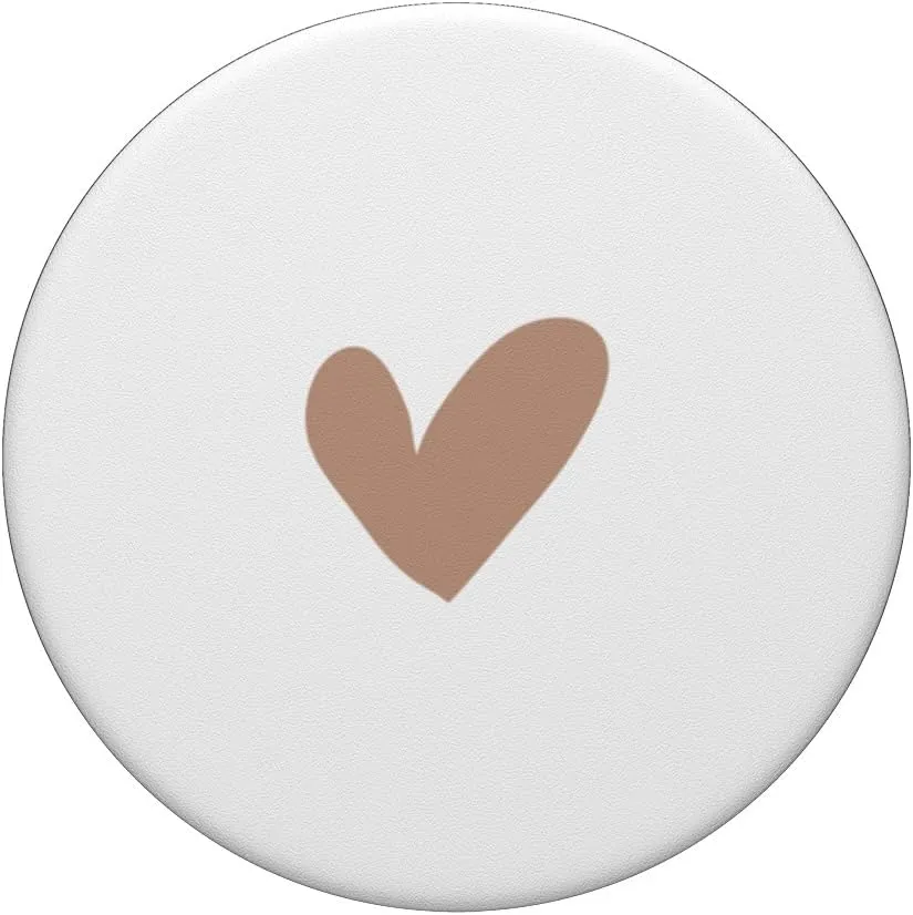 Tan Hand Drawn Heart Minimalist Love Beige Design PopSockets Adhesive PopGrip
