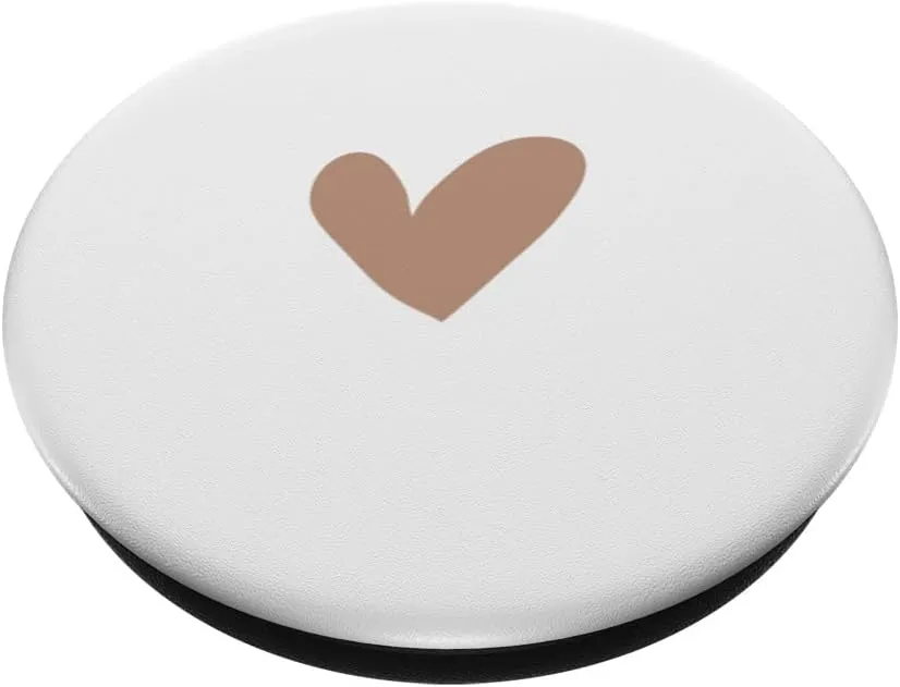 Tan Hand Drawn Heart Minimalist Love Beige Design PopSockets Adhesive PopGrip
