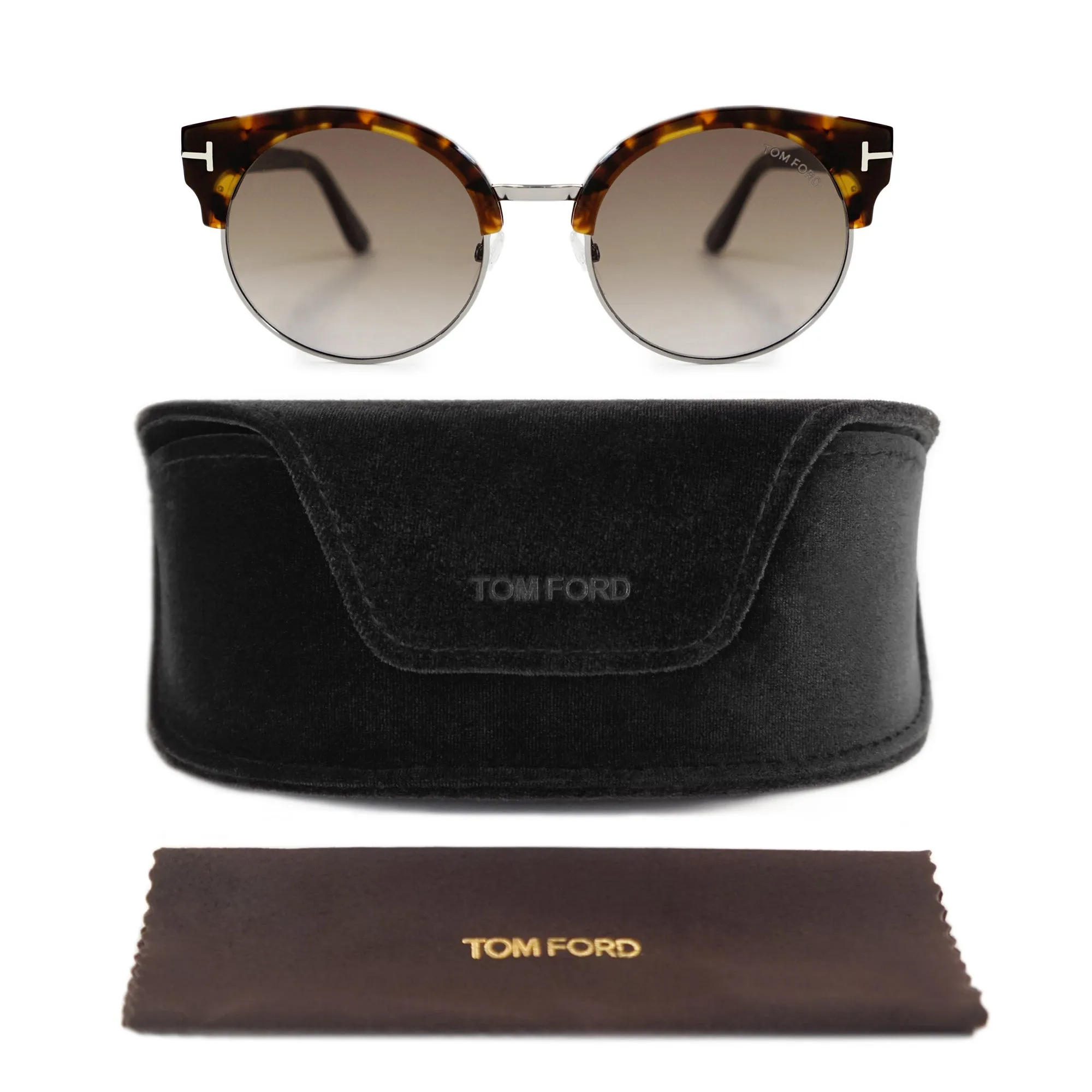 Tom Ford Alissa-02 Vintage Havana Round Sunglasses FT0608 55Z