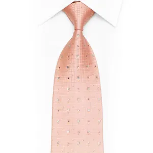 Trellis On Peach Rhinestone Silk Necktie With Gold Sparkles