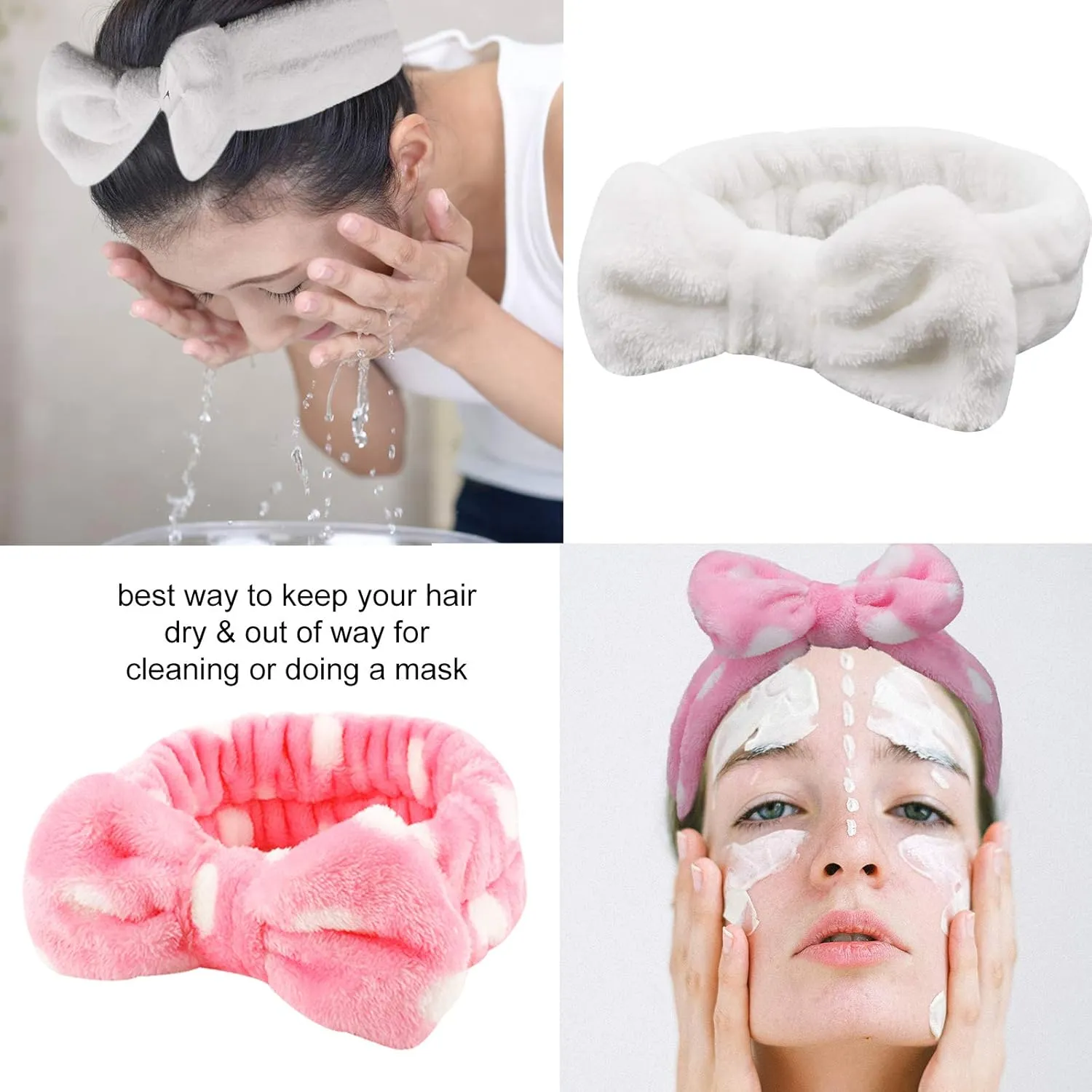 WHAVEL 6 Pack Spa Headband Makeup Headband Face Wash Headbands Make Up Hair Band Skincare Headbands Shower Head Wraps for Washing Face