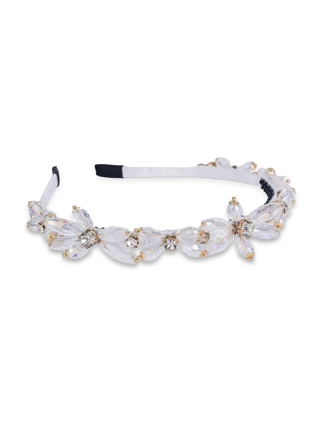 White Crystal Pearls & Stones Elegance Headband