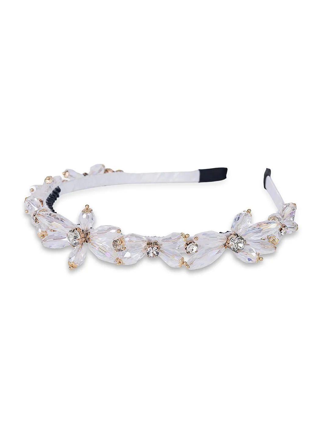 White Crystal Pearls & Stones Elegance Headband