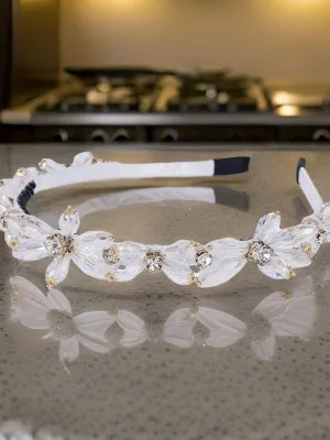 White Crystal Pearls & Stones Elegance Headband