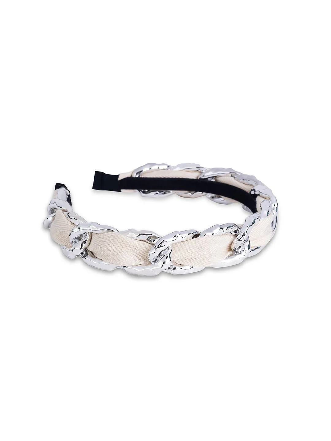 White Frosty Fabric & Link Headband