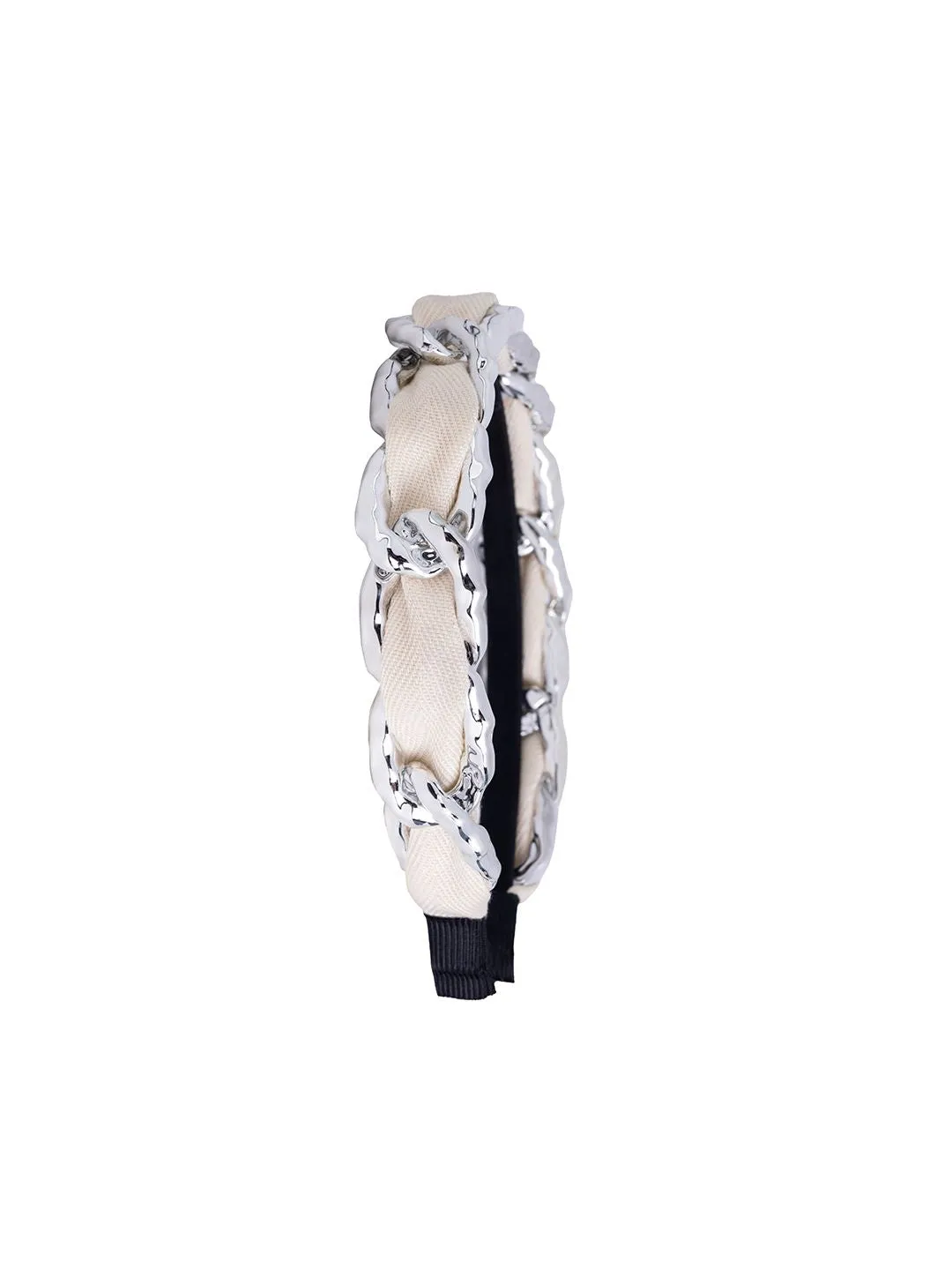 White Frosty Fabric & Link Headband