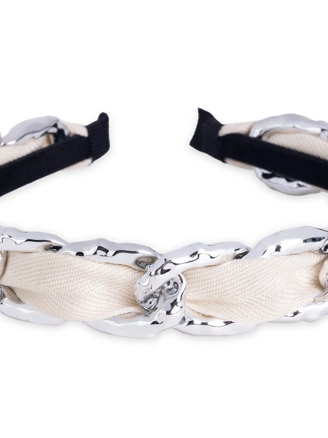 White Frosty Fabric & Link Headband
