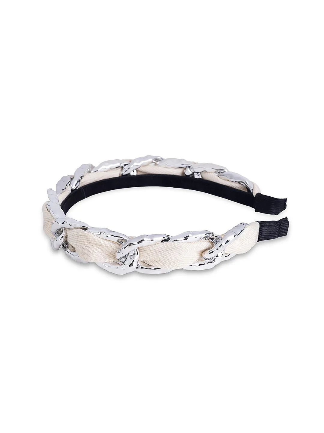 White Frosty Fabric & Link Headband