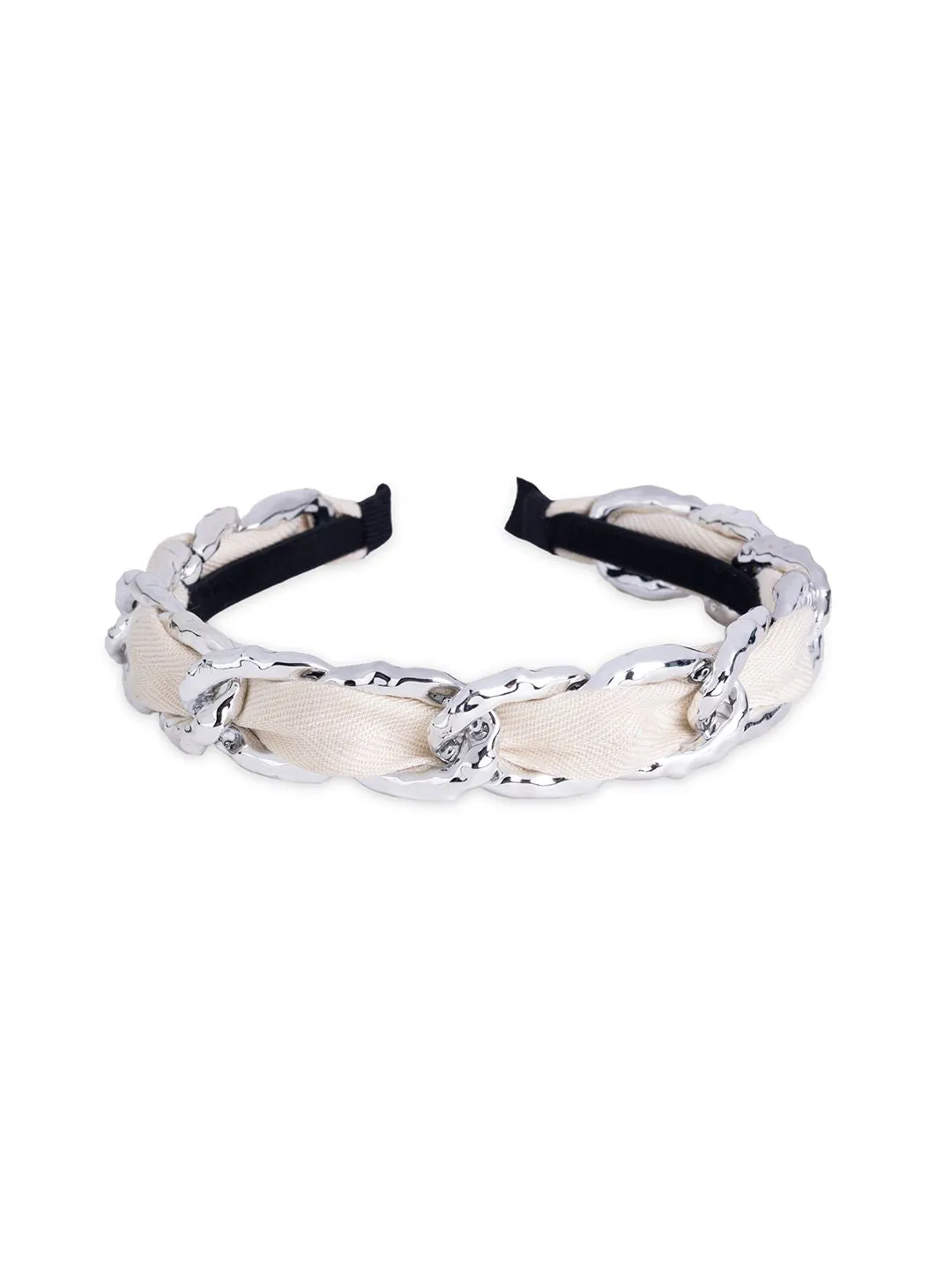 White Frosty Fabric & Link Headband