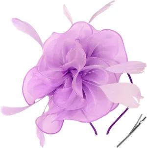 Women Fascinators Hats Flower Mesh Ribbon Feathers with Pin and Clip Tea Party Wedding Headwear for Women and Girls