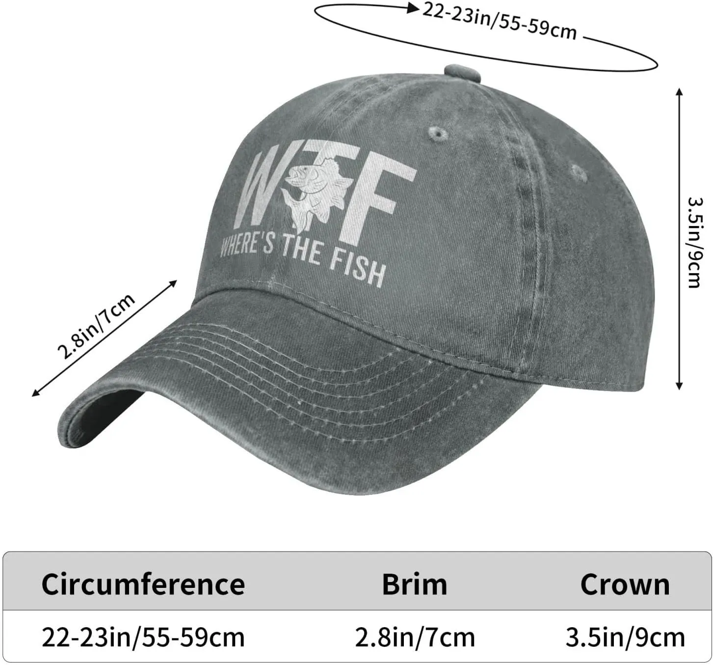 WTF Where's The Fish Hat for Women Dad Hats with Design Caps
