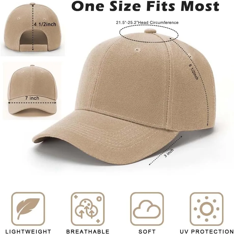 ZH Plain Adjustable Baseball Cap - Lot of 12 Unisex Blank Design Caps