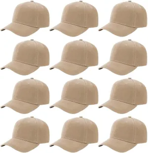 ZH Plain Adjustable Baseball Cap - Lot of 12 Unisex Blank Design Caps