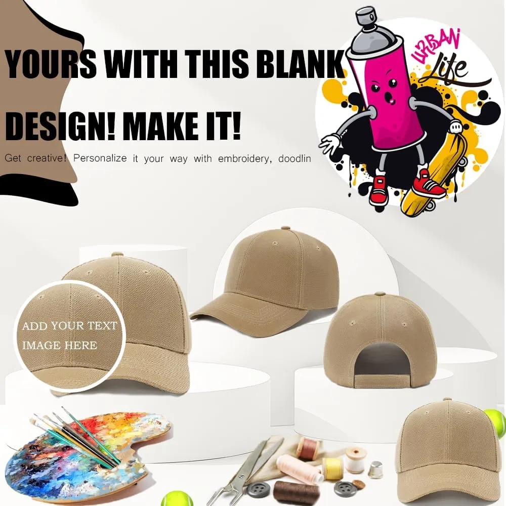 ZH Plain Adjustable Baseball Cap - Lot of 12 Unisex Blank Design Caps