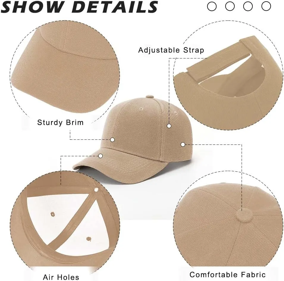 ZH Plain Adjustable Baseball Cap - Lot of 12 Unisex Blank Design Caps
